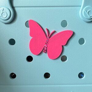 Hot Pink Rhinestone Butterfly Bogg Glitter Butterfly Bogg Charm-New